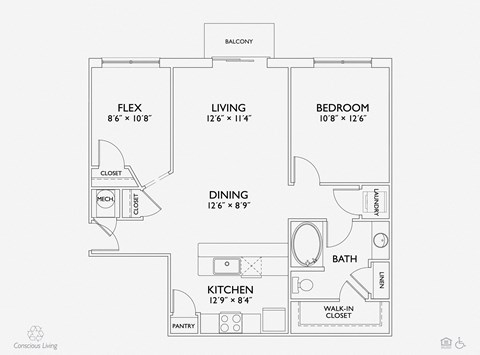 A10 Floorplan at Penn Circle, Carmel, IN